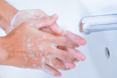 Close-up of wet hand