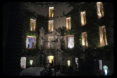 View of built structure at night