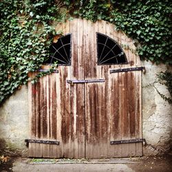 Closed door of old building