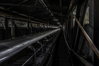 Railroad tracks in abandoned factory