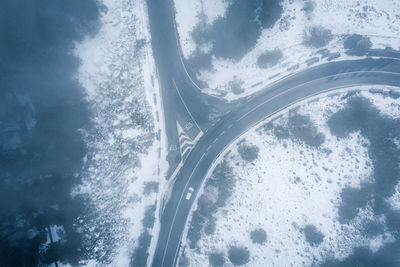 Low angle view of snow covered trees against sky