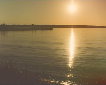 View of calm sea at sunset