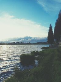 Scenic view of lake against sky