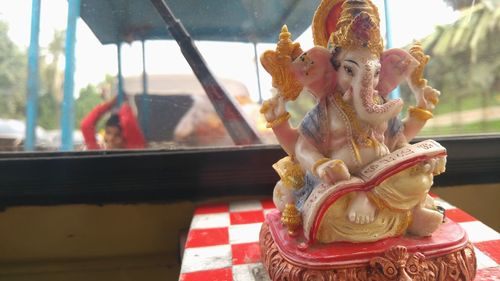 Close-up of statue in temple