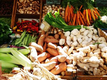 Vegetables for sale at market stall