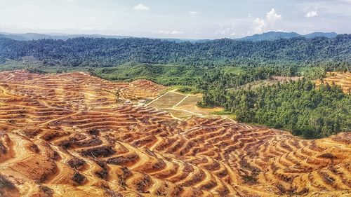 High angle view of landscape against sky