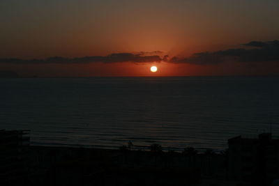 Scenic view of sea against sky at sunset