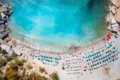 High angle view of people at swimming pool