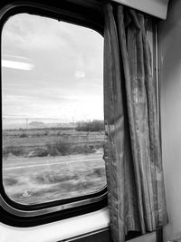 View of train through window