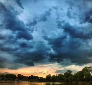 Storm clouds over landscape