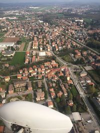 High angle view of buildings in city