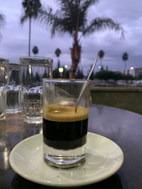 Close-up of coffee on table in restaurant