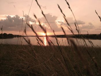 Scenic view of sunset over river