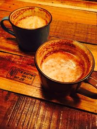 Close-up of coffee cup on table