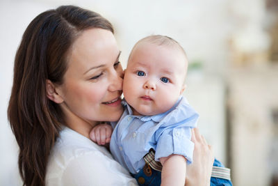 Portrait of mother and baby