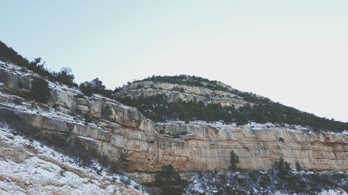 Low angle view of mountain against clear sky