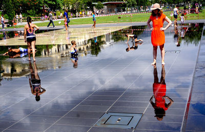 High angle view of people in park