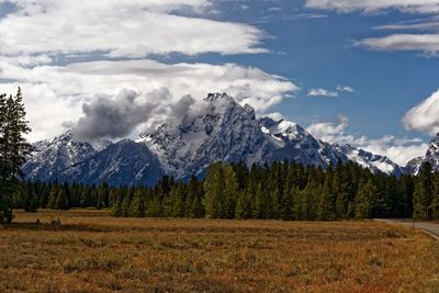 Scenic view of mountains against sky