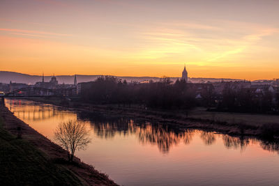 View of river at sunset