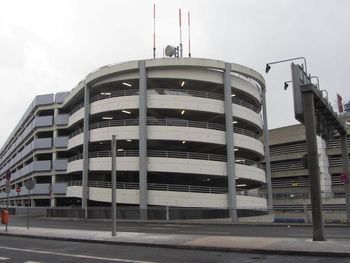 Low angle view of modern building against sky