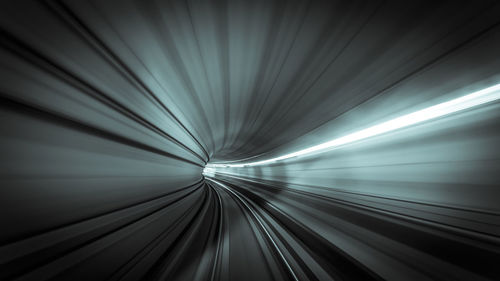 Railroad tracks in tunnel