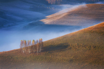 Full frame shot of mountains during foggy weather