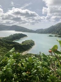 Scenic view of lake against sky