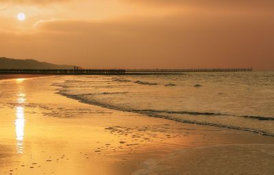 Scenic view of sea at sunset