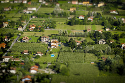 High angle view of an idyllic village