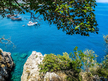 Scenic view of landscape against blue sky