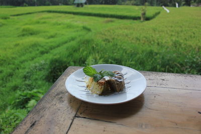 High angle view of food on table