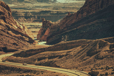 Scenic utah interstate 70 highway. sandstone rock formations scenery 