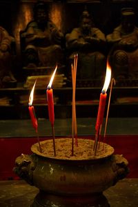 Close-up of burning candle