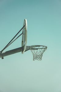 Low angle view of basketball hoop against clear sky