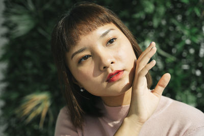 Close-up portrait of a young woman