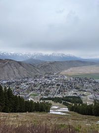 Fog clearing over jackson, wyoming in spring.