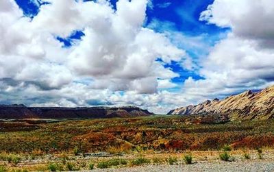 Scenic view of landscape against cloudy sky