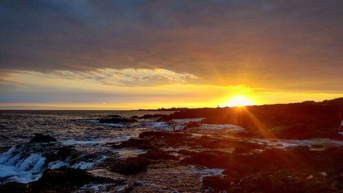 Scenic view of sea at sunset