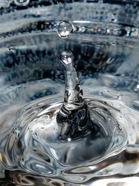 Close-up of drop splashing in water