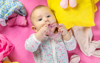 Portrait of cute girl with daughter at home