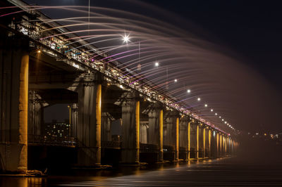 Banpo bridge over han river against sky in city at night