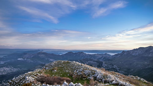 Scenic view of mountains against sky