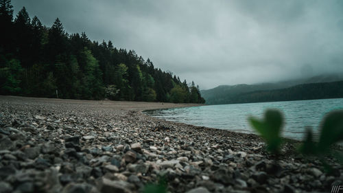 Scenic view of lake against sky