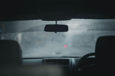 Rear view of car in bus