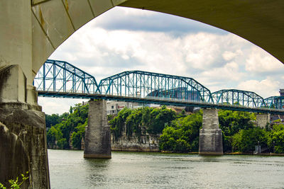 Bridge over river against sky