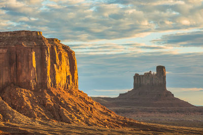 View of rock formations in desert