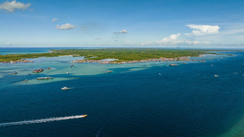 High angle view of sea against sky