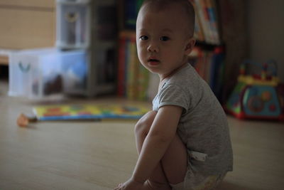 Portrait of cute boy at home