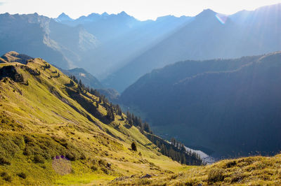 Scenic view of mountains against sky