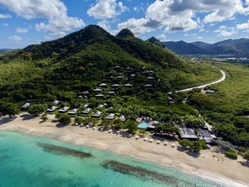 High angle view of beach against sky